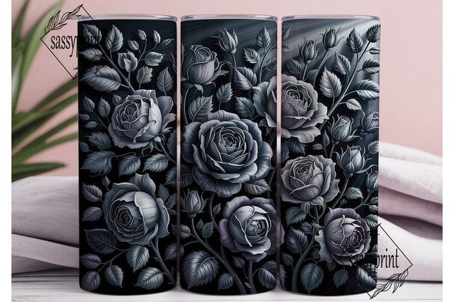 Dark Rose Floral 20oz Tumbler Wrap Sublimation sassyprint 