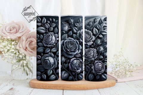 Dark Rose Floral 20oz Tumbler Wrap Sublimation sassyprint 