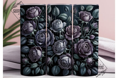 Dark Rose Floral 20oz Tumbler Wrap Sublimation sassyprint 