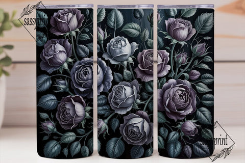 Dark Rose Floral 20oz Tumbler Wrap Sublimation sassyprint 
