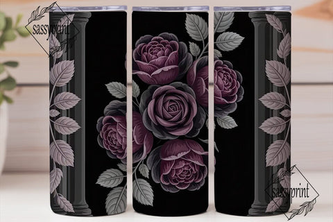 Dark Rose Gothic 20oz Tumbler Wrap Sublimation sassyprint 