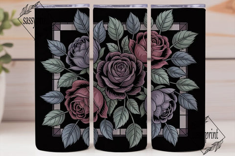 Dark Rose Stained Glass 20oz Tumbler Sublimation sassyprint 