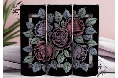 Dark Rose Stained Glass 20oz Tumbler Sublimation sassyprint 