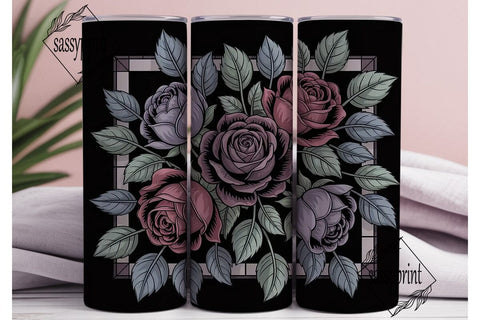 Dark Rose Stained Glass 20oz Tumbler Sublimation sassyprint 