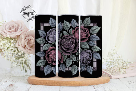 Dark Rose Stained Glass 20oz Tumbler Sublimation sassyprint 