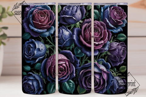 Dark Roses 20oz Tumbler Wrap Sublimation sassyprint 