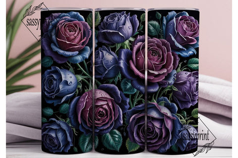 Dark Roses 20oz Tumbler Wrap Sublimation sassyprint 