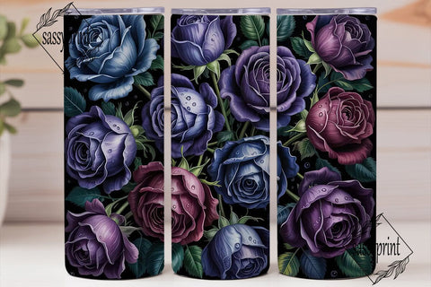 Dark Roses 20oz Tumbler Wrap Sublimation sassyprint 