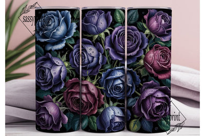 Dark Roses 20oz Tumbler Wrap Sublimation sassyprint 