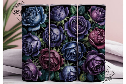 Dark Roses 20oz Tumbler Wrap Sublimation sassyprint 