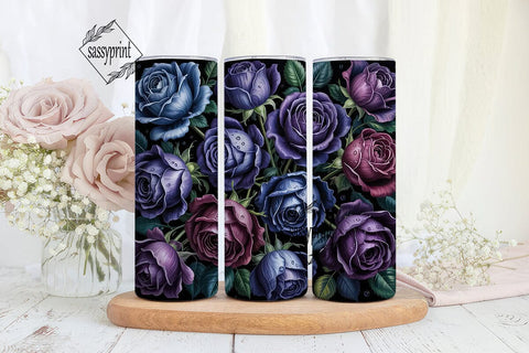 Dark Roses 20oz Tumbler Wrap Sublimation sassyprint 