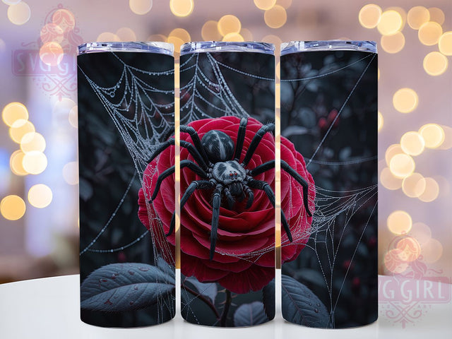 Dark Spider & Gothic Roses Halloween Tumbler, Gothic Roses Wrap, Spooky 20oz Drinkware, Black Rose Cup Design, Creepy Spider Art, Gothic Sublimation Wrap, Haunted Floral Tumbler Sublimation SvggirlplusArt 