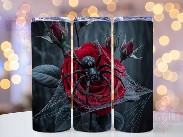 Dark Spider & Gothic Roses Halloween Tumbler, Gothic Roses Wrap, Spooky 20oz Drinkware, Black Rose Cup Design, Creepy Spider Art, Gothic Sublimation Wrap, Haunted Floral Tumbler Sublimation SvggirlplusArt 
