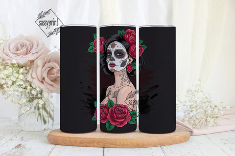 Dark Sugar Skull Rose 20oz Tumbler Wrap Sublimation sassyprint 