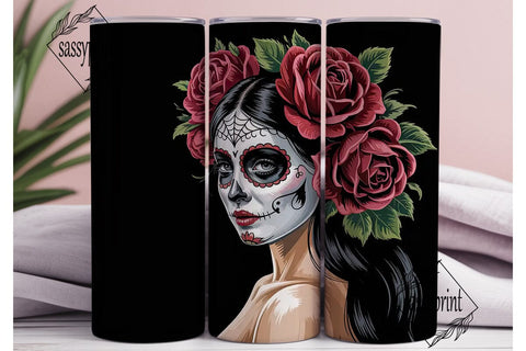 Dark Sugar Skull Rose 20oz Tumbler Wrap Sublimation sassyprint 