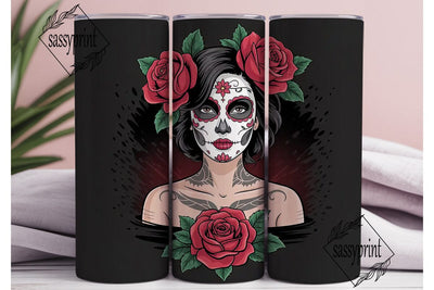 Dark Sugar Skull Rose 20oz Tumbler Wrap Sublimation sassyprint 