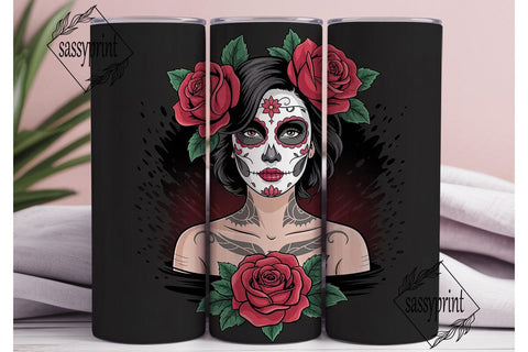 Dark Sugar Skull Rose 20oz Tumbler Wrap Sublimation sassyprint 