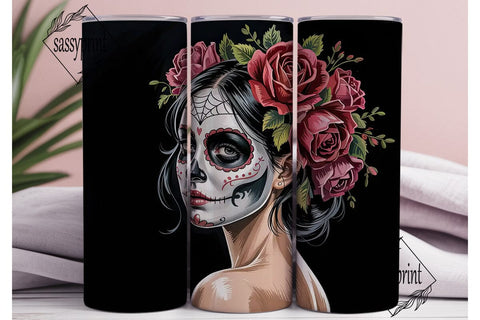 Dark Sugar Skull Rose 20oz Tumbler Wrap Sublimation sassyprint 