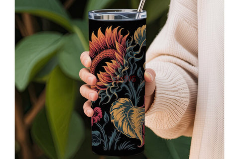 Dark Sunflower 20oz Tumbler Wrap Sublimation DesignSVG 