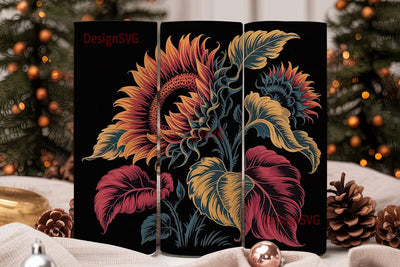 Dark Sunflower 20oz Tumbler Wrap Sublimation DesignSVG 
