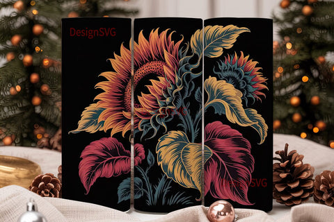 Dark Sunflower 20oz Tumbler Wrap Sublimation DesignSVG 