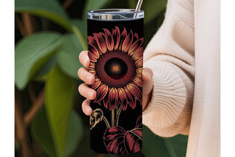 Dark Sunflower 20oz Tumbler Wrap Sublimation DesignSVG 
