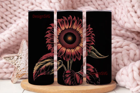 Dark Sunflower 20oz Tumbler Wrap Sublimation DesignSVG 