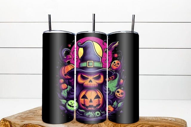Dark tumbler sublimation, halloween skull witch hat pumpkin Sublimation Angelina Semenova 