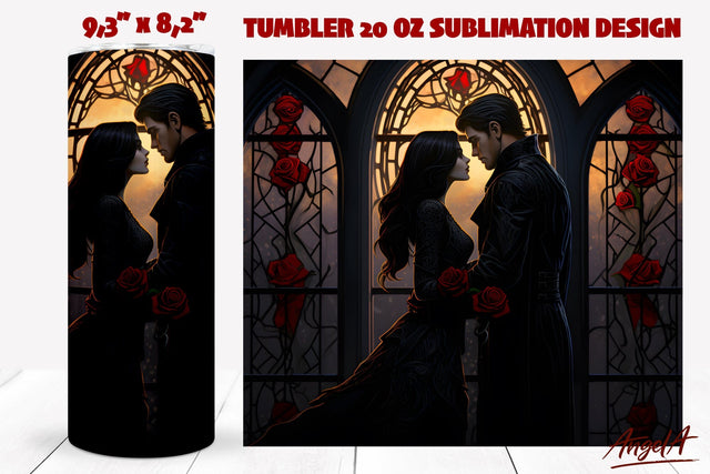 Dark tumbler wrap sublimation / gothic man and woman couple Sublimation Angelina Semenova 