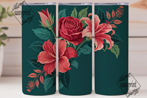 Dark Vintage Floral 20oz Tumbler Wrap Sublimation sassyprint 