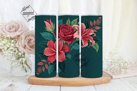 Dark Vintage Floral 20oz Tumbler Wrap Sublimation sassyprint 