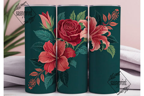 Dark Vintage Floral 20oz Tumbler Wrap Sublimation sassyprint 