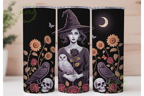 Dark Witchy Floral 20oz Tumbler Wrap Sublimation PixelChick 
