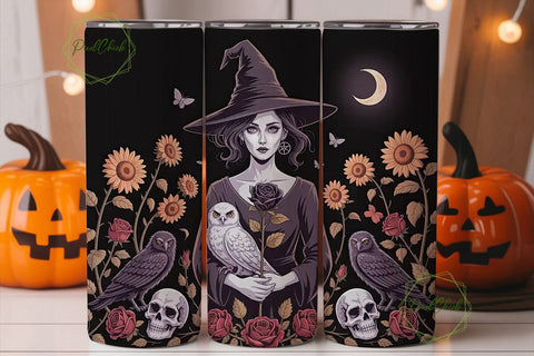 Dark Witchy Floral 20oz Tumbler Wrap Sublimation PixelChick 