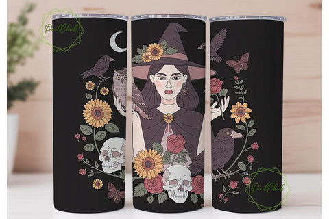 Dark Witchy Floral 20oz Tumbler Wrap Sublimation PixelChick 