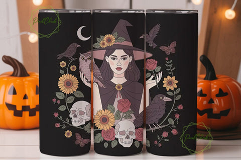 Dark Witchy Floral 20oz Tumbler Wrap Sublimation PixelChick 