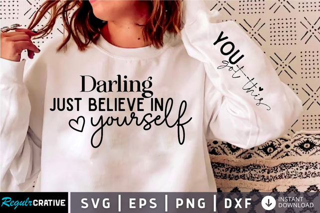 Darling just believe in Sleeve Svg Design, Christian SVG Design SVG Regulrcrative 