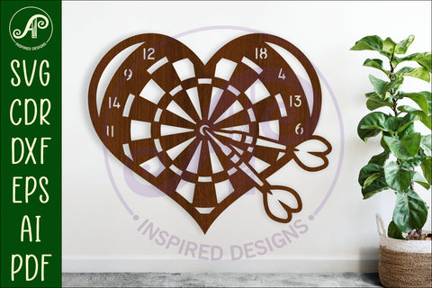 Dart board heart wall sign, SVG laser cut file SVG APInspireddesigns 