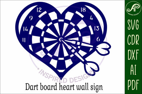 Dart board heart wall sign, SVG laser cut file SVG APInspireddesigns 