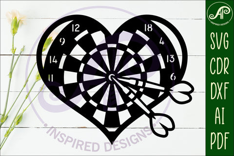Dart board heart wall sign, SVG laser cut file SVG APInspireddesigns 