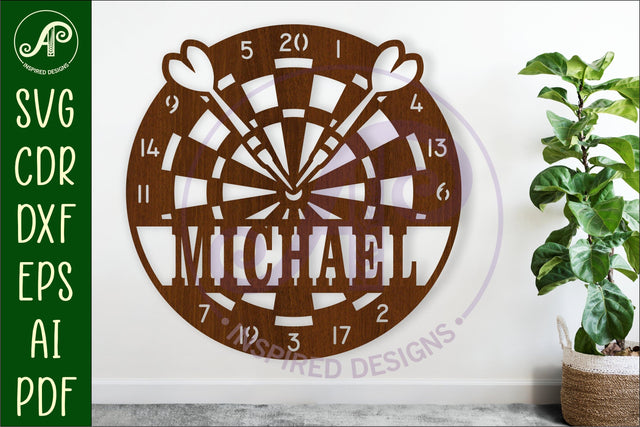 Dart board name wall art sign, SVG personalized SVG APInspireddesigns 
