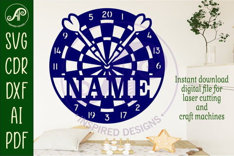 Dart board name wall art sign, SVG personalized SVG APInspireddesigns 