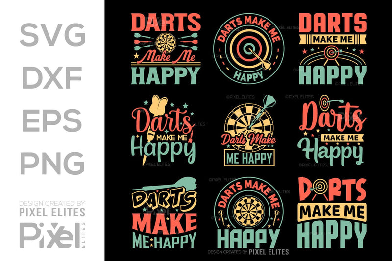 Darts Make Me Happy SVG Dartboard Bundle Darts Game Darts Quote Design PET 00606 SVG ETC Craft 