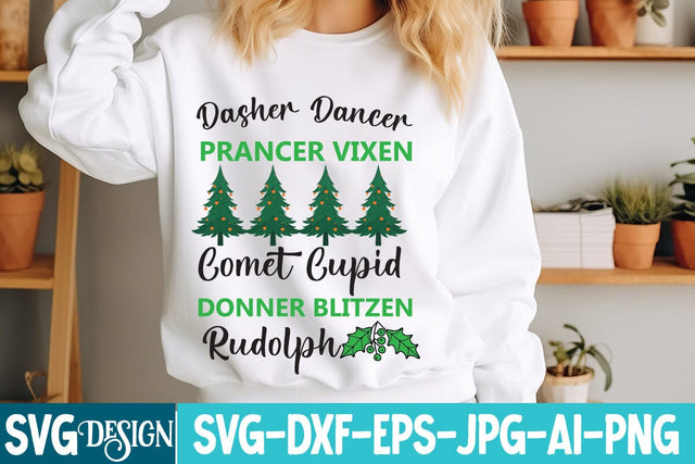 Dasher Dancer Prancer Vixen Comet Cupid Donner Blitizen Rudolph SVG Design,Christmas svg,Christmas Design,Christmas shirt Design,Christmas SVG Cut File,Merry Christmas,Christmas svg bundle,Christmas sign svg SVG BlackCatsMedia 