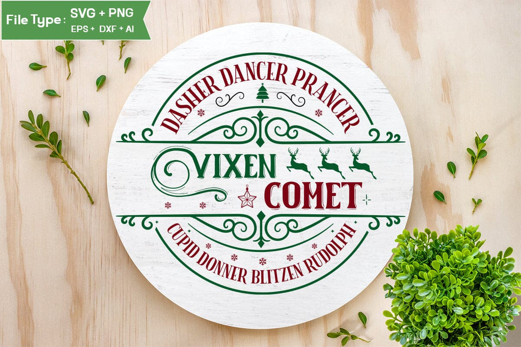 Dasher Dancer Prancer Vixen Comet Cupid Donner Blitzen Rudolph Round ...