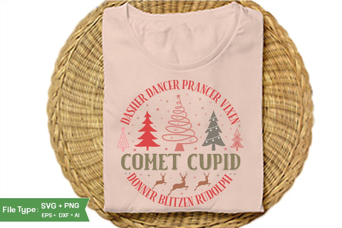 Dasher Dancer Prancer Vixen Comet Cupid Donner Blitzen Rudolph Round Sign SVG Design, Farmhouse Christmas Round Sign SVG Design, Christmas SVG Design, SVGs, Food & Drink, Print & Cut, Quotes and Sayings SVG DesignPlante 503 