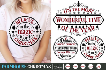 Dasher Dancer Prancer Vixen Comet Cupid Donner Blitzen Rudolph Round Sign SVG Design, It's The Most Wonderful Time Of The Year SVG, SVG DesignPlante 503 