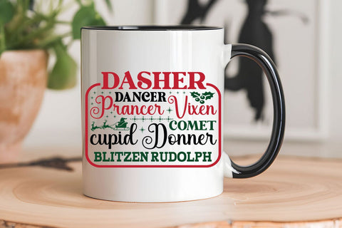Dasher Dancer Prancer Vixen Comet Cupid Donner Blitzen Rudolph SVG Angelina750 