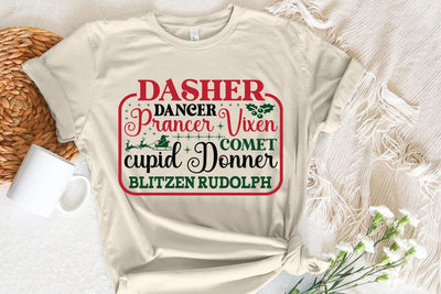 Dasher Dancer Prancer Vixen Comet Cupid Donner Blitzen Rudolph SVG Angelina750 