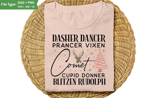 Dasher Dancer Prancer Vixen Comet Cupid Donner Blitzen Rudolph SVG Design, Farmhouse Christmas SVG Design, Christmas SVG Design, SVGs, Food & Drink, Print & Cut, Quotes and Sayings SVG DesignPlante 503 